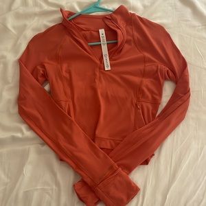 Autumn orange half zip define jacket